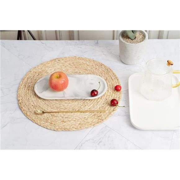 Round Braided Placemats Set of 4, 100% Corn Bran Handmade 13.5 Inches - Picture 2 of 5